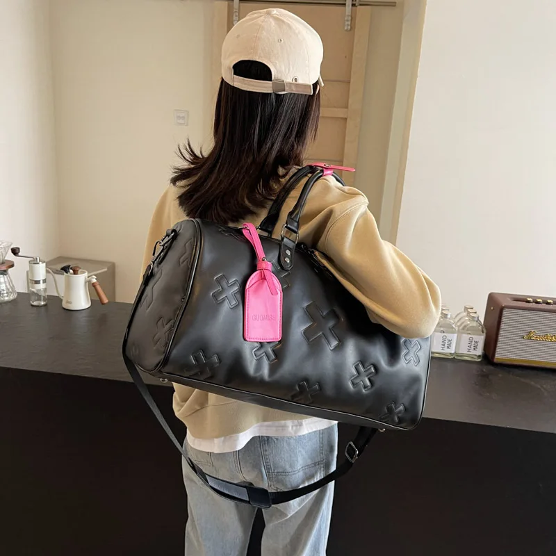 Fashion Bag PU Leather Women'S Gym Fitness Yoga Travel Luggage Boston Handbag Outdoor Duffle Sports Suitcase Shoulder Tote Bag