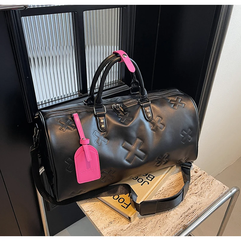 Fashion Bag PU Leather Women'S Gym Fitness Yoga Travel Luggage Boston Handbag Outdoor Duffle Sports Suitcase Shoulder Tote Bag