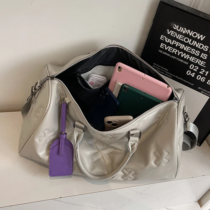 Fashion Bag PU Leather Women'S Gym Fitness Yoga Travel Luggage Boston Handbag Outdoor Duffle Sports Suitcase Shoulder Tote Bag