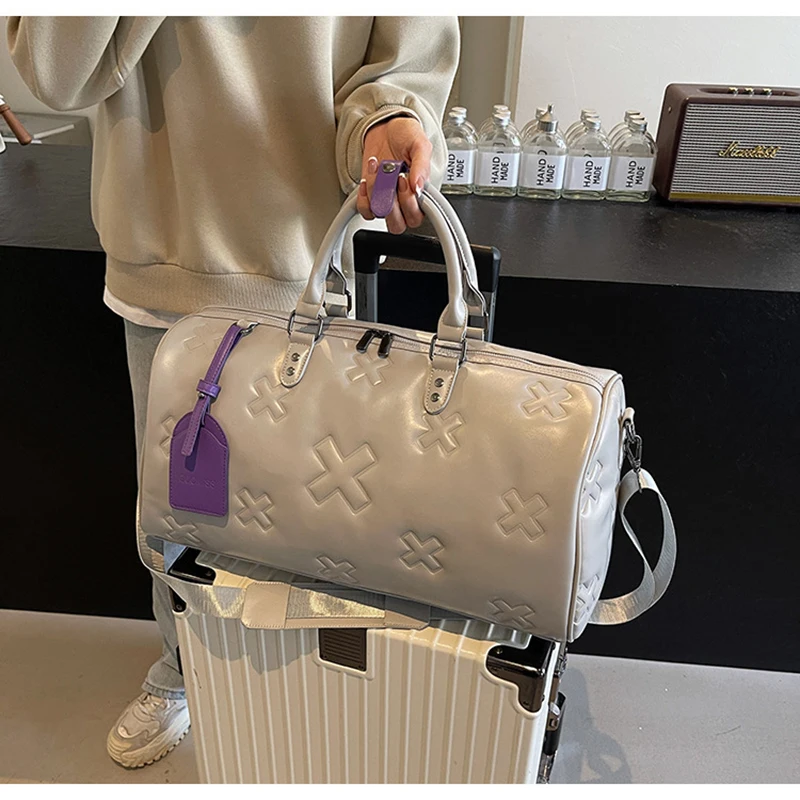 Fashion Bag PU Leather Women'S Gym Fitness Yoga Travel Luggage Boston Handbag Outdoor Duffle Sports Suitcase Shoulder Tote Bag