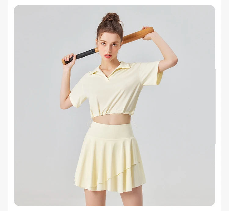 Women Summer Short Sportswear Solid Color Two Pieces Fitness Yoga Set Breathable Quick Dry Tennis Wear Female Workout Clothes