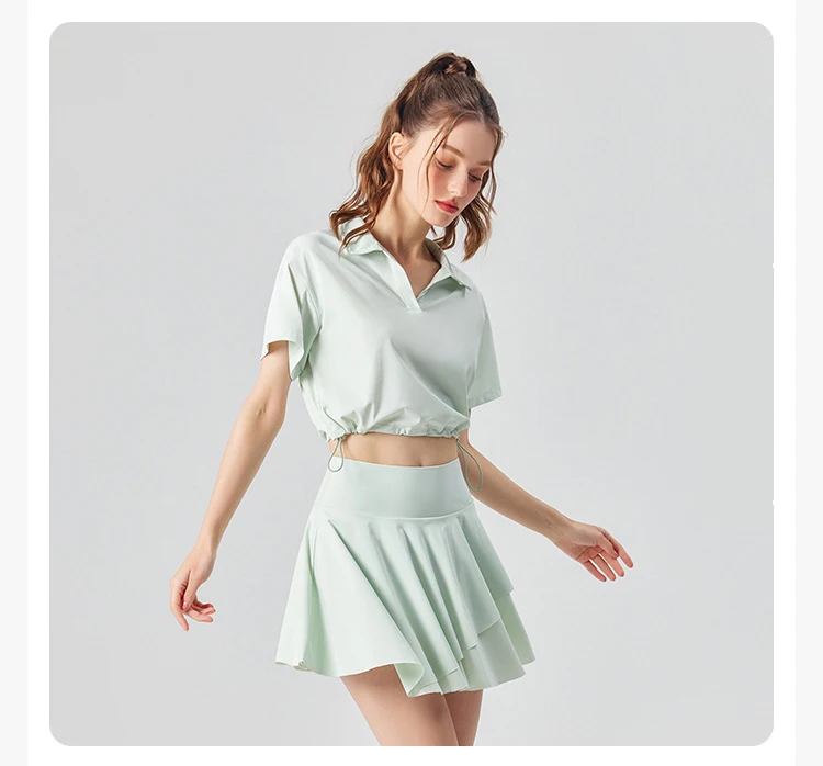 Women Summer Short Sportswear Solid Color Two Pieces Fitness Yoga Set Breathable Quick Dry Tennis Wear Female Workout Clothes