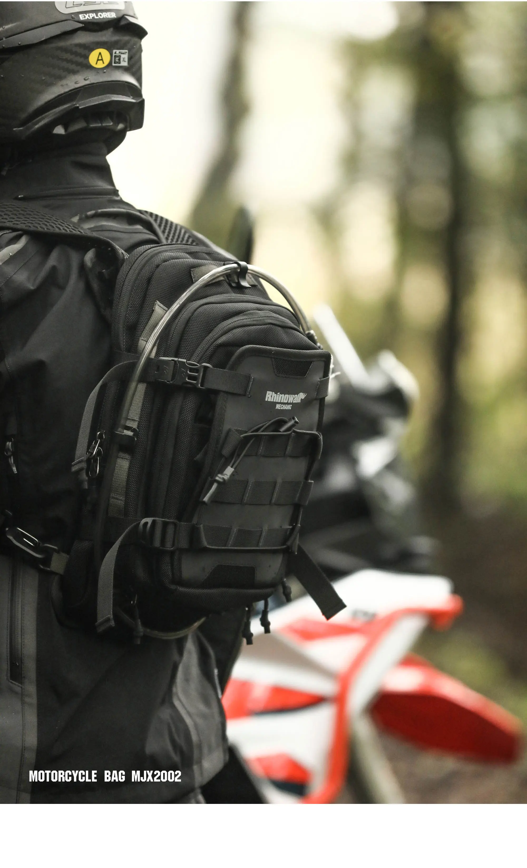 Rhinowalk Motorcycle Tank Bag 9L Waterproof With 1.5L Water Bag Motorcycle Backpack With Rain Cover Multi-function Laggage Bag