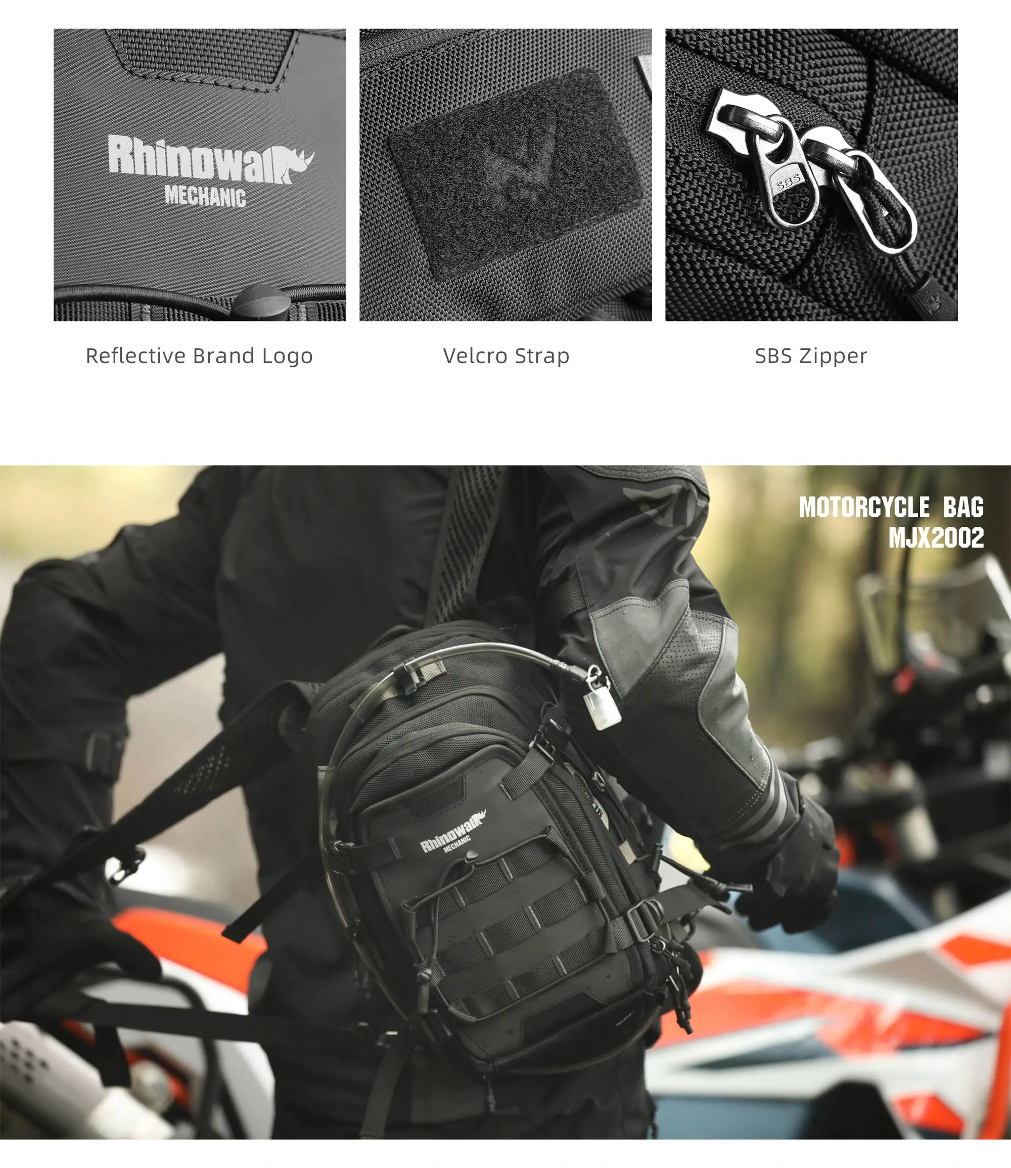 Rhinowalk Motorcycle Tank Bag 9L Waterproof With 1.5L Water Bag Motorcycle Backpack With Rain Cover Multi-function Laggage Bag