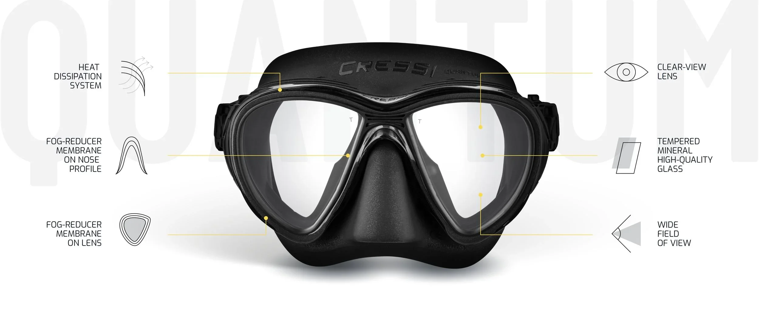 Cressi Adult Scuba Diving Mask with Advanced Fog System and Improved Downward Visibility - Quantum