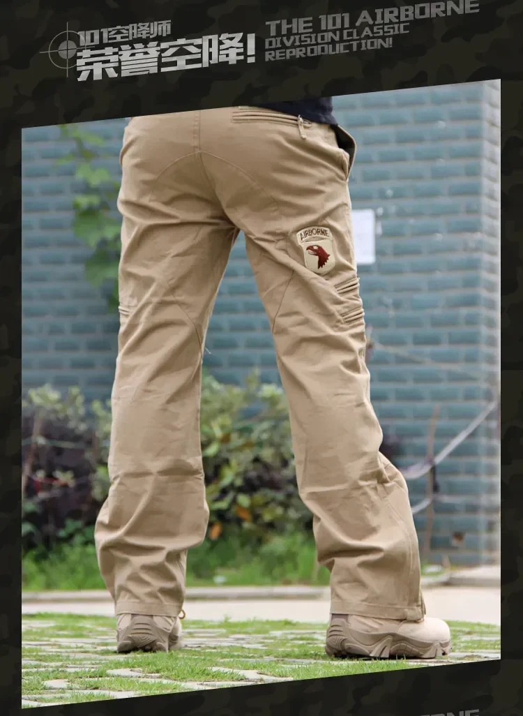 2025 Men's Cargo Pant Cotton Outdoors Tactical Pant Men Vintage Camo Green Work Many Pocket Cotton Camouflage Black Trouser