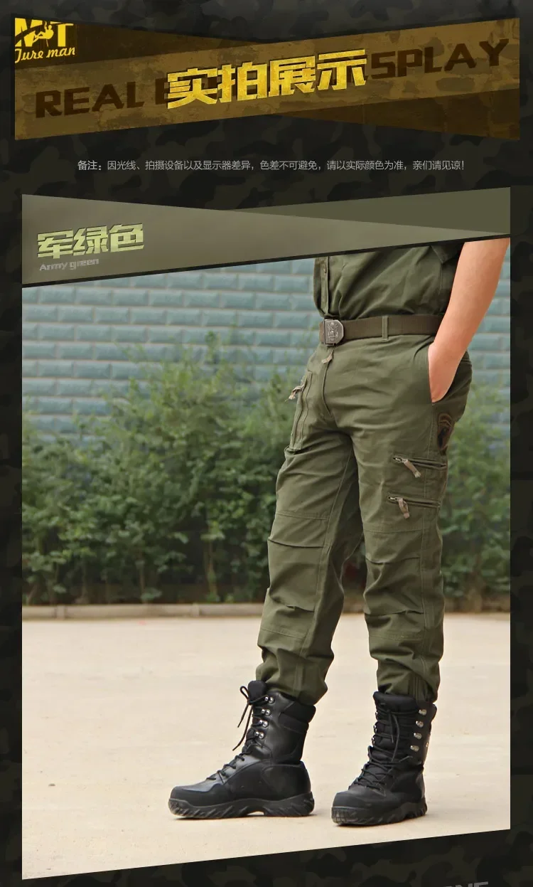 2025 Men's Cargo Pant Cotton Outdoors Tactical Pant Men Vintage Camo Green Work Many Pocket Cotton Camouflage Black Trouser