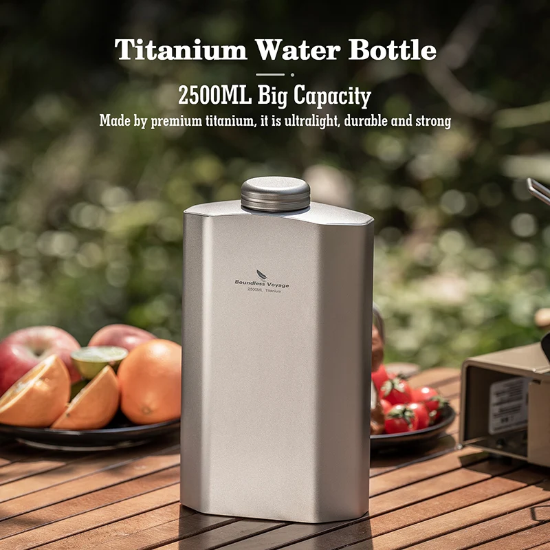 Boundless Voyage Titanium Sports Water Bottle Big Capacity Ultralight Leakproof Drinkware for Outdoor Camping Hiking 2500ML