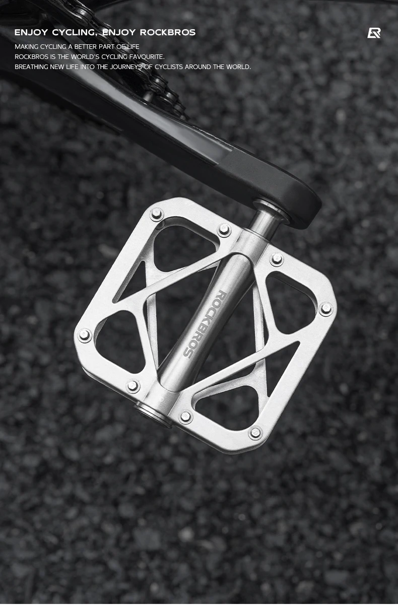 ROCKBROS Bicycle Pedals Ultralight Titanium Alloy Pedals Waterproof Sealed Anti-slip Wide Tread Flat Pedals MTB Bike Accessories