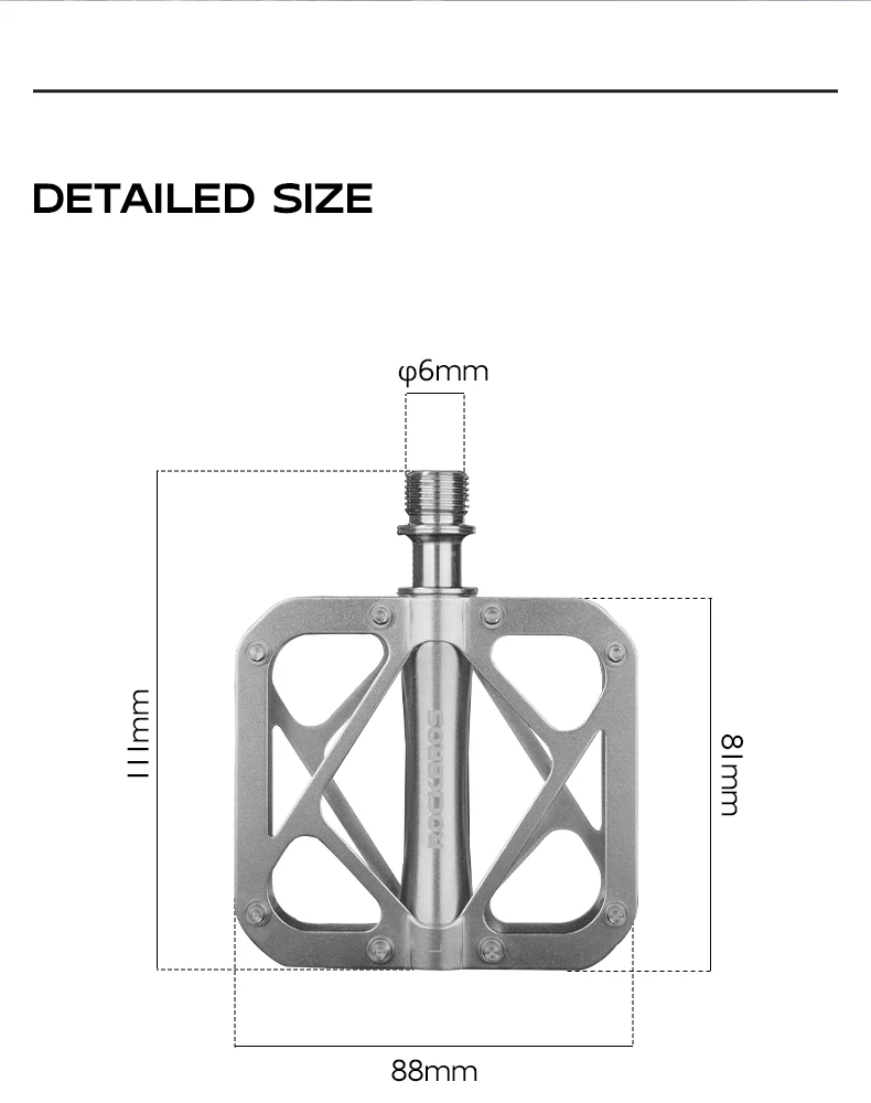 ROCKBROS Bicycle Pedals Ultralight Titanium Alloy Pedals Waterproof Sealed Anti-slip Wide Tread Flat Pedals MTB Bike Accessories