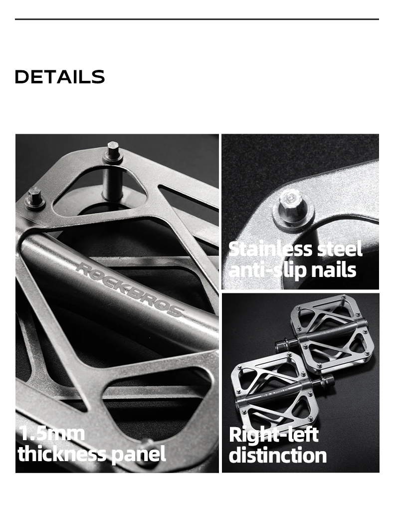ROCKBROS Bicycle Pedals Ultralight Titanium Alloy Pedals Waterproof Sealed Anti-slip Wide Tread Flat Pedals MTB Bike Accessories