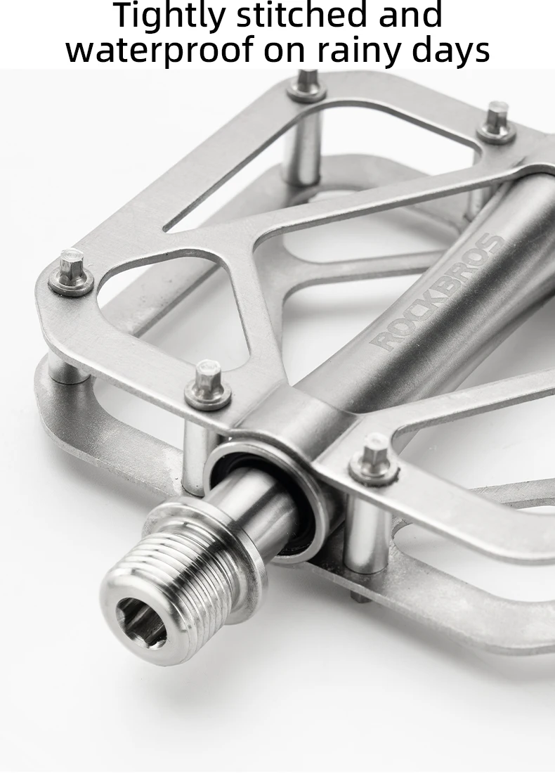 ROCKBROS Bicycle Pedals Ultralight Titanium Alloy Pedals Waterproof Sealed Anti-slip Wide Tread Flat Pedals MTB Bike Accessories