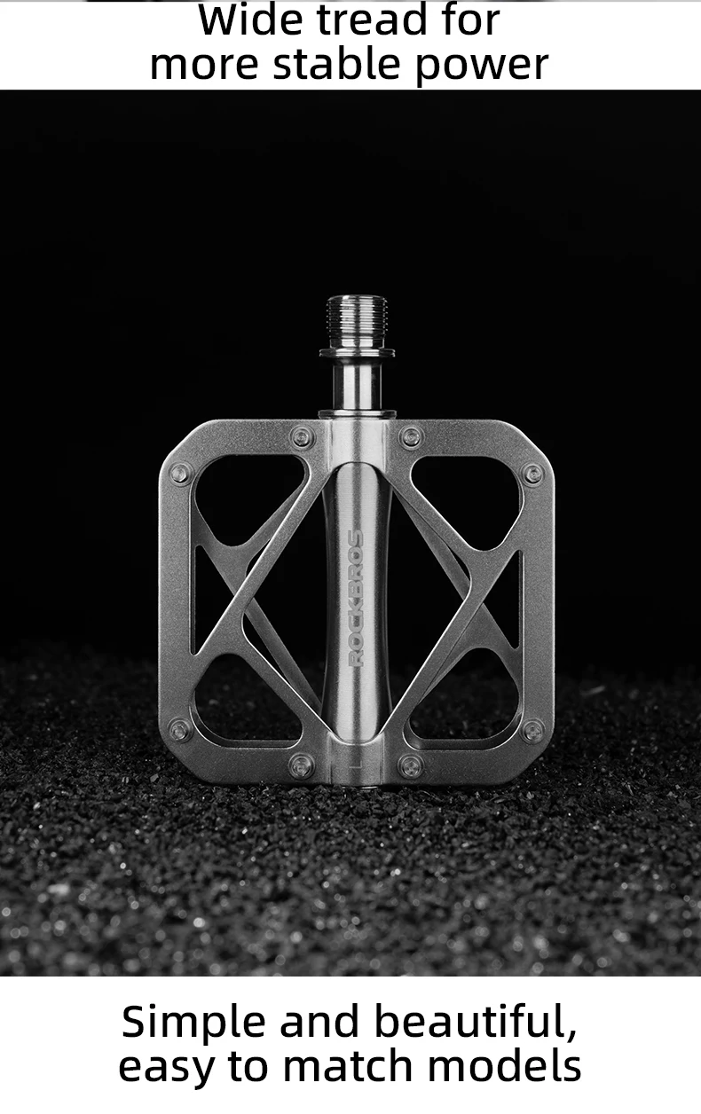 ROCKBROS Bicycle Pedals Ultralight Titanium Alloy Pedals Waterproof Sealed Anti-slip Wide Tread Flat Pedals MTB Bike Accessories