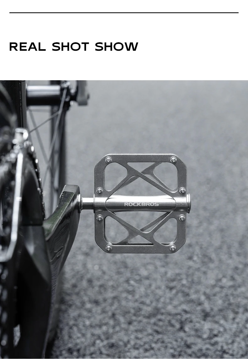 ROCKBROS Bicycle Pedals Ultralight Titanium Alloy Pedals Waterproof Sealed Anti-slip Wide Tread Flat Pedals MTB Bike Accessories