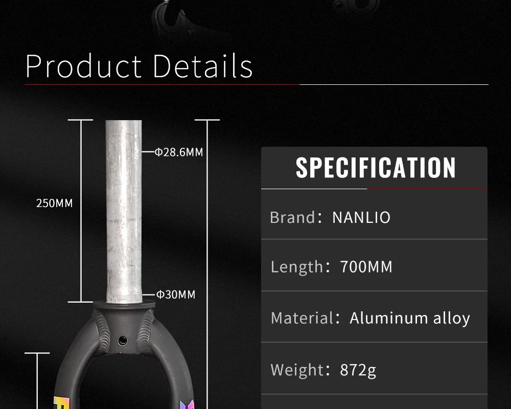NANLIO F5 Bicycle Fork 26/27.5/29 Inch Aluminum Alloy Mountain Road Bike Bicycle Hard Fork Disc Brake Bicycle Accessorie 880g
