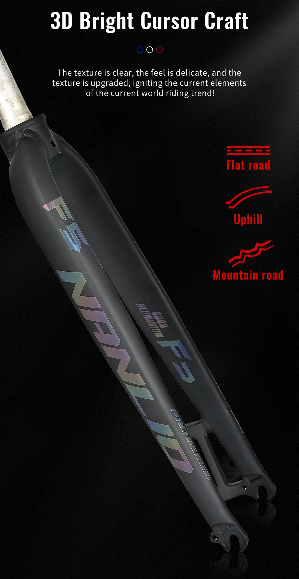 NANLIO F5 Bicycle Fork 26/27.5/29 Inch Aluminum Alloy Mountain Road Bike Bicycle Hard Fork Disc Brake Bicycle Accessorie 880g