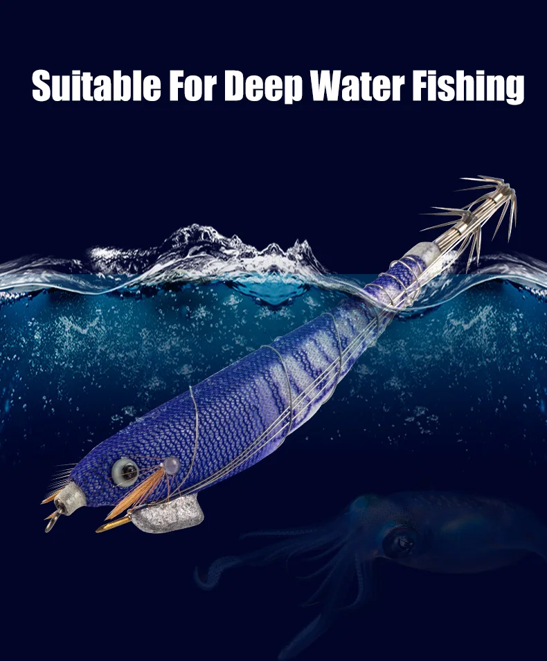 LEYDUN 5pcs Egi Squid Fishing Lures Luminous Horizontal Shrimp LEYDUN Octopus Squid Hook Shrimp Saltwater Baits Fishing Swimbait