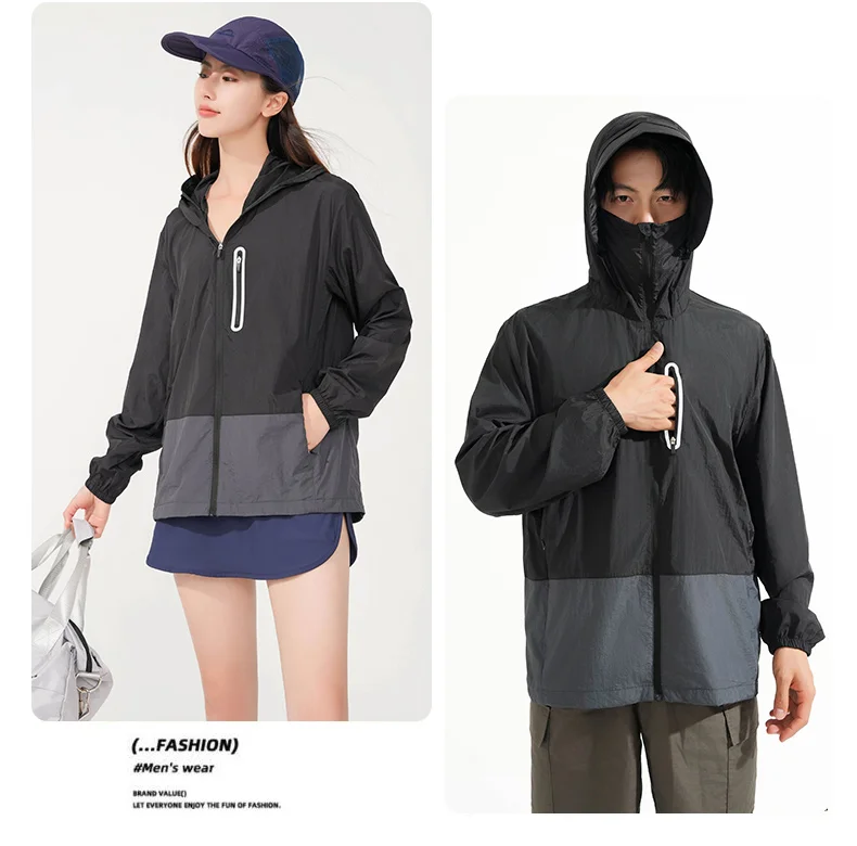 LNGXO Women's Men's Waterproof Anti-UV Windbreaker Camping Climbing Trekking Hiking Jacket Unisex Quick Dry Sun Protection Coat