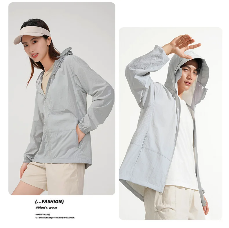 LNGXO Women's Men's Waterproof Anti-UV Windbreaker Camping Climbing Trekking Hiking Jacket Unisex Quick Dry Sun Protection Coat