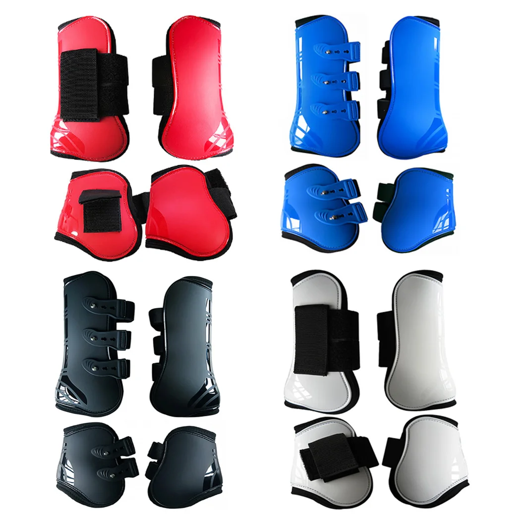 1 Set Horse Leg Guard PU Neoprene Protective Boots Adjustable Horse Splint Boots Leg and Support for Training Riding Jumping