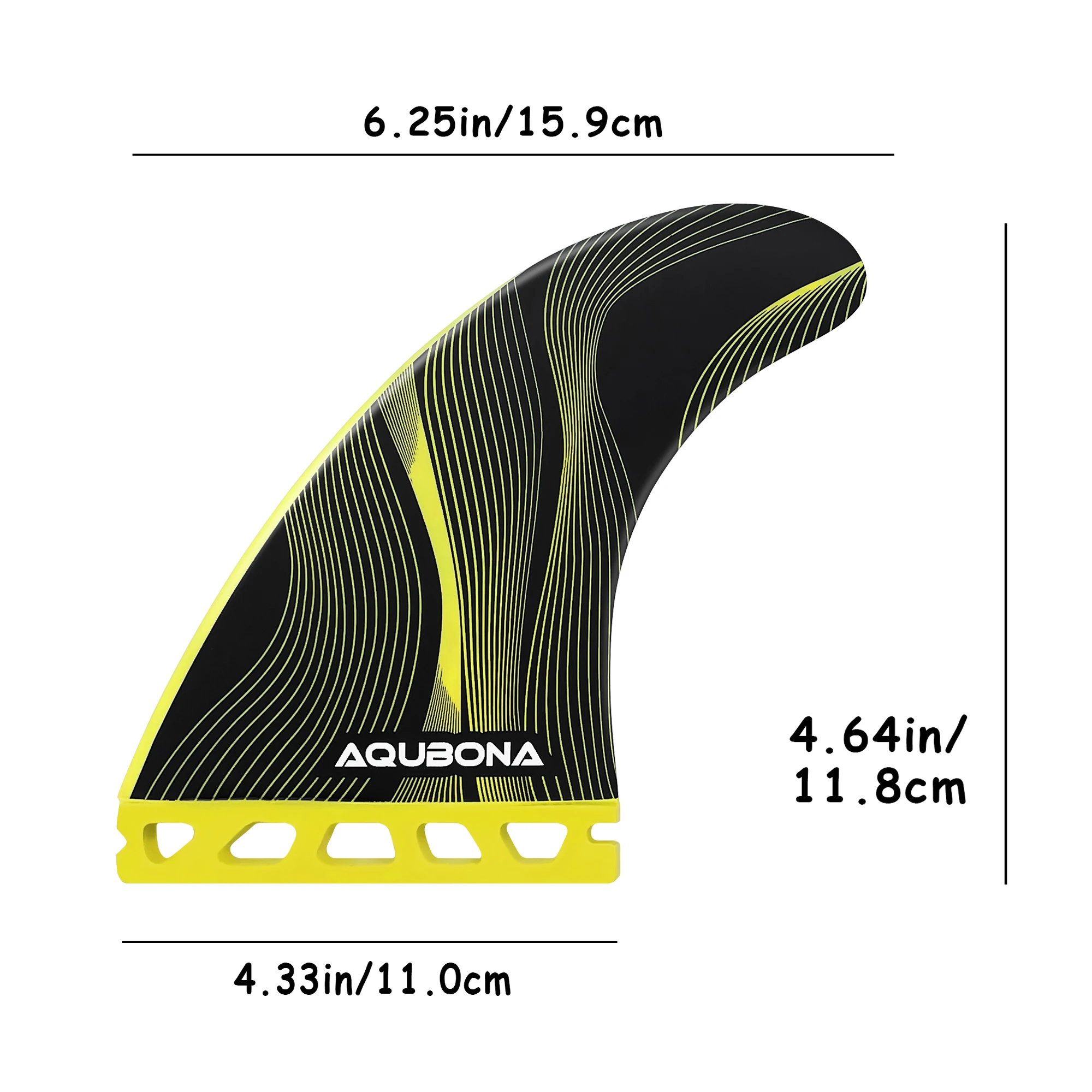 AQUBONA High-Performance Surfboard Fins Made of Premium Honeycomb Glass Fiber M/L Sizes - Compatible with Dual Tab & Single Tab