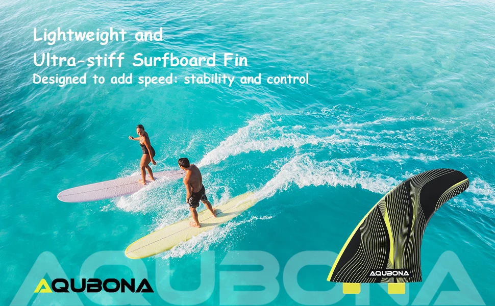 AQUBONA High-Performance Surfboard Fins Made of Premium Honeycomb Glass Fiber M/L Sizes - Compatible with Dual Tab & Single Tab
