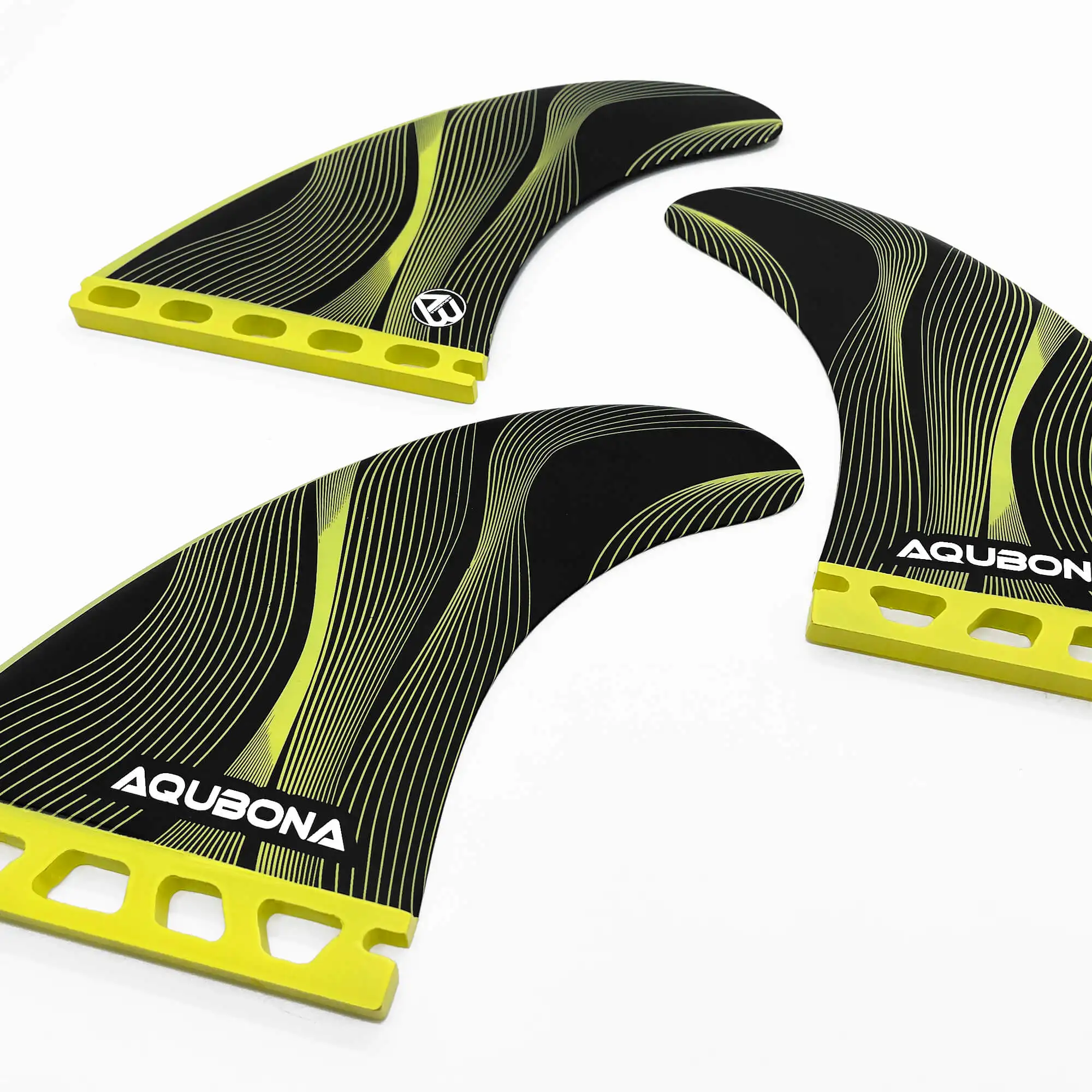 AQUBONA High-Performance Surfboard Fins Made of Premium Honeycomb Glass Fiber M/L Sizes - Compatible with Dual Tab & Single Tab