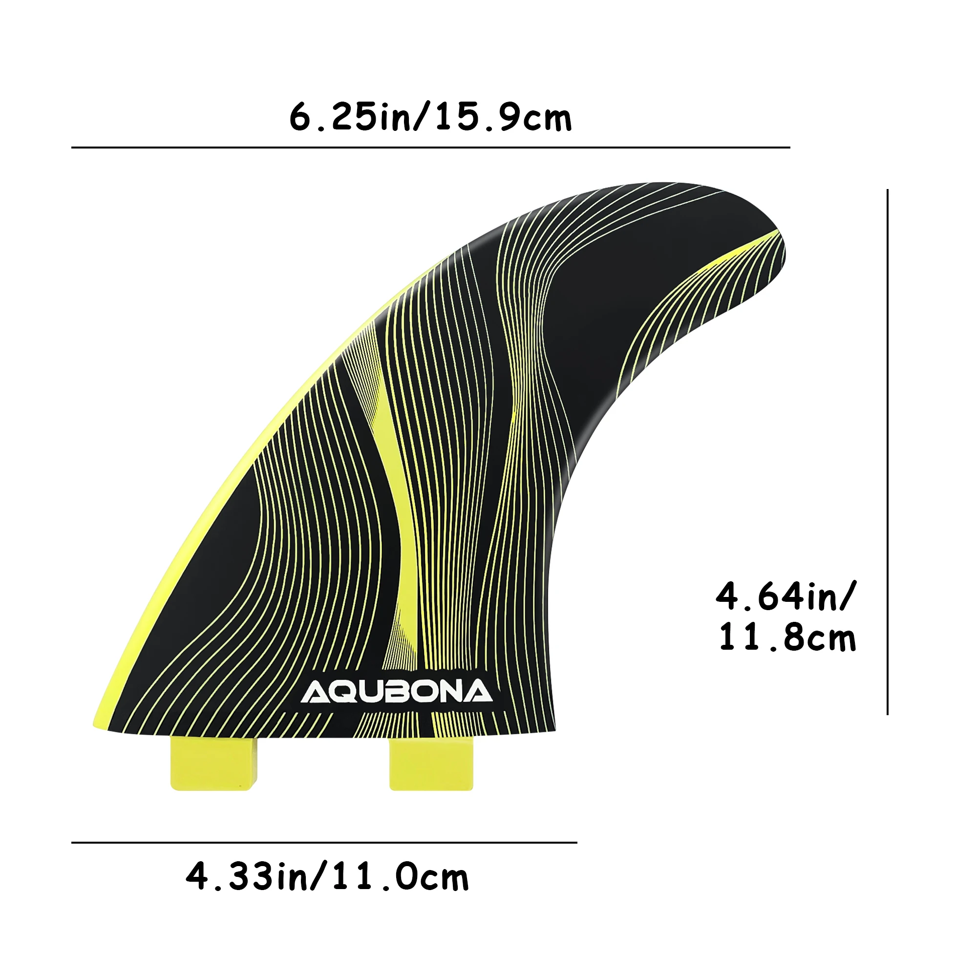 AQUBONA High-Performance Surfboard Fins Made of Premium Honeycomb Glass Fiber M/L Sizes - Compatible with Dual Tab & Single Tab