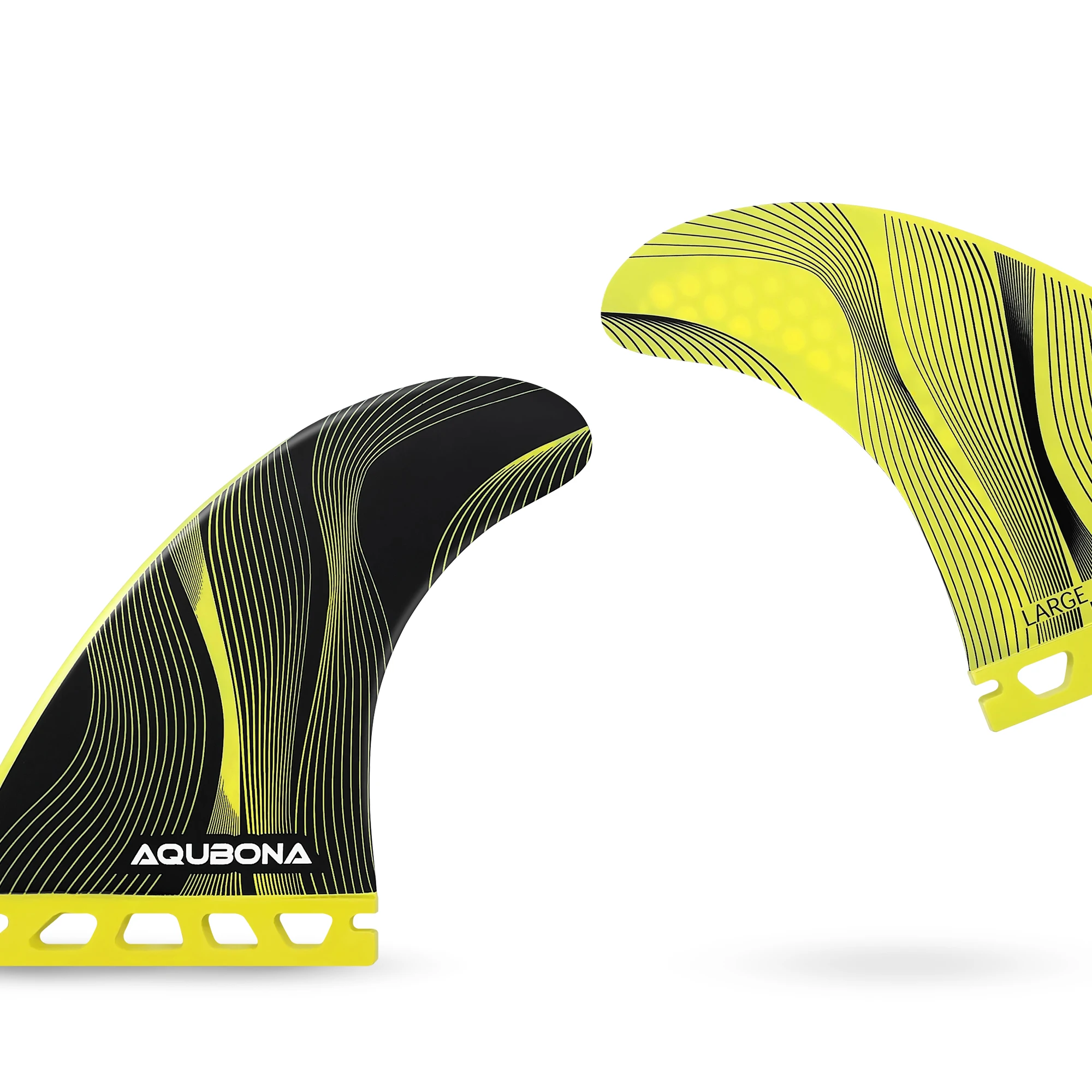 AQUBONA High-Performance Surfboard Fins Made of Premium Honeycomb Glass Fiber M/L Sizes - Compatible with Dual Tab & Single Tab