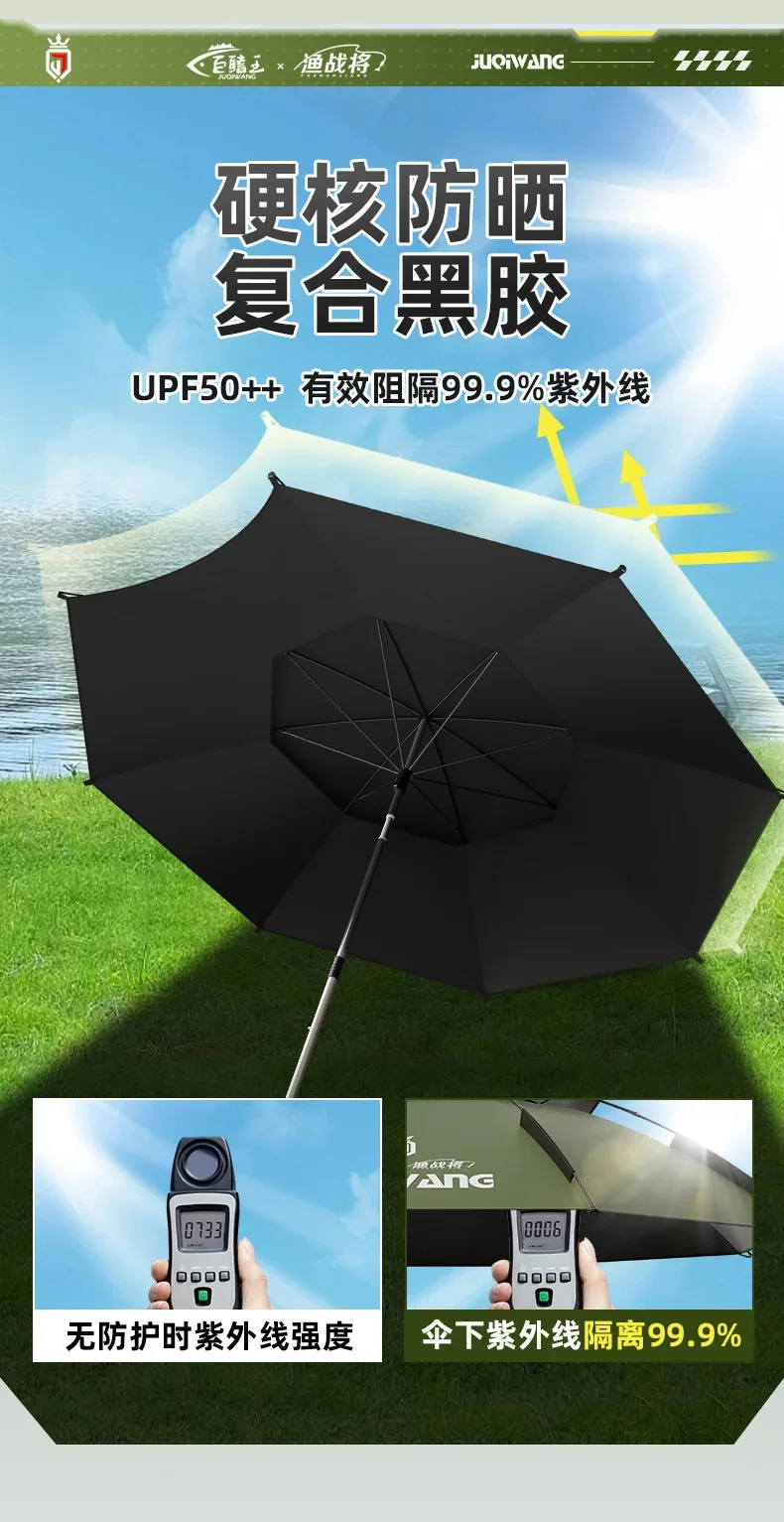 2.0-2.6M Fishing Parasol 201 Stainless Steel Rod Large Umbrella Outdoor Beach Camping Parasol Large Courtyard Sunshade Umbrella