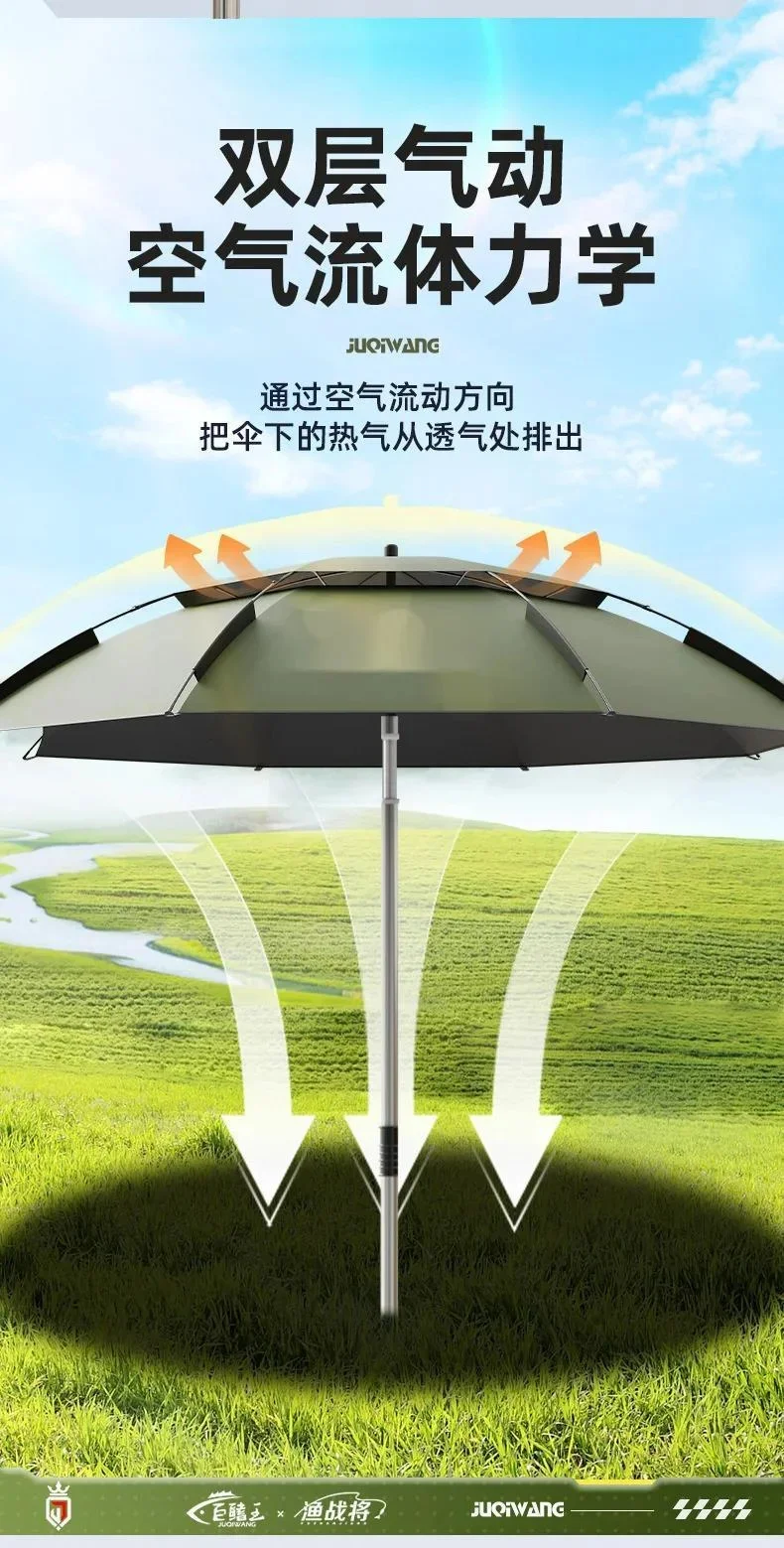 2.0-2.6M Fishing Parasol 201 Stainless Steel Rod Large Umbrella Outdoor Beach Camping Parasol Large Courtyard Sunshade Umbrella