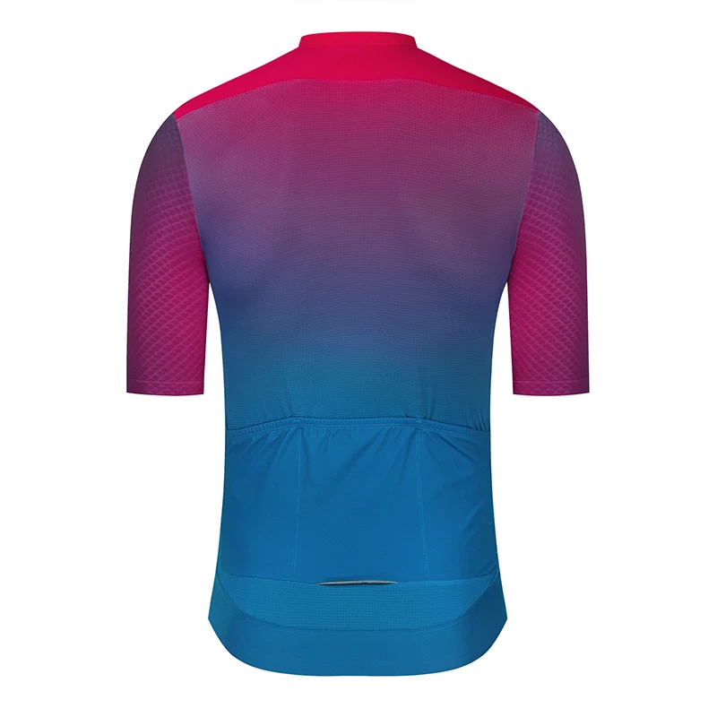YKYW Men's Short Sleeve Cycling Jersey Summer Quick Drying Wear-resistant Breathable Gradient Bicycle Jersey Road Bike Shirts