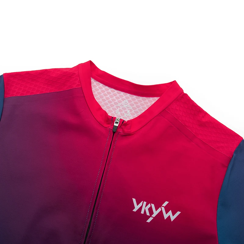 YKYW Men's Short Sleeve Cycling Jersey Summer Quick Drying Wear-resistant Breathable Gradient Bicycle Jersey Road Bike Shirts
