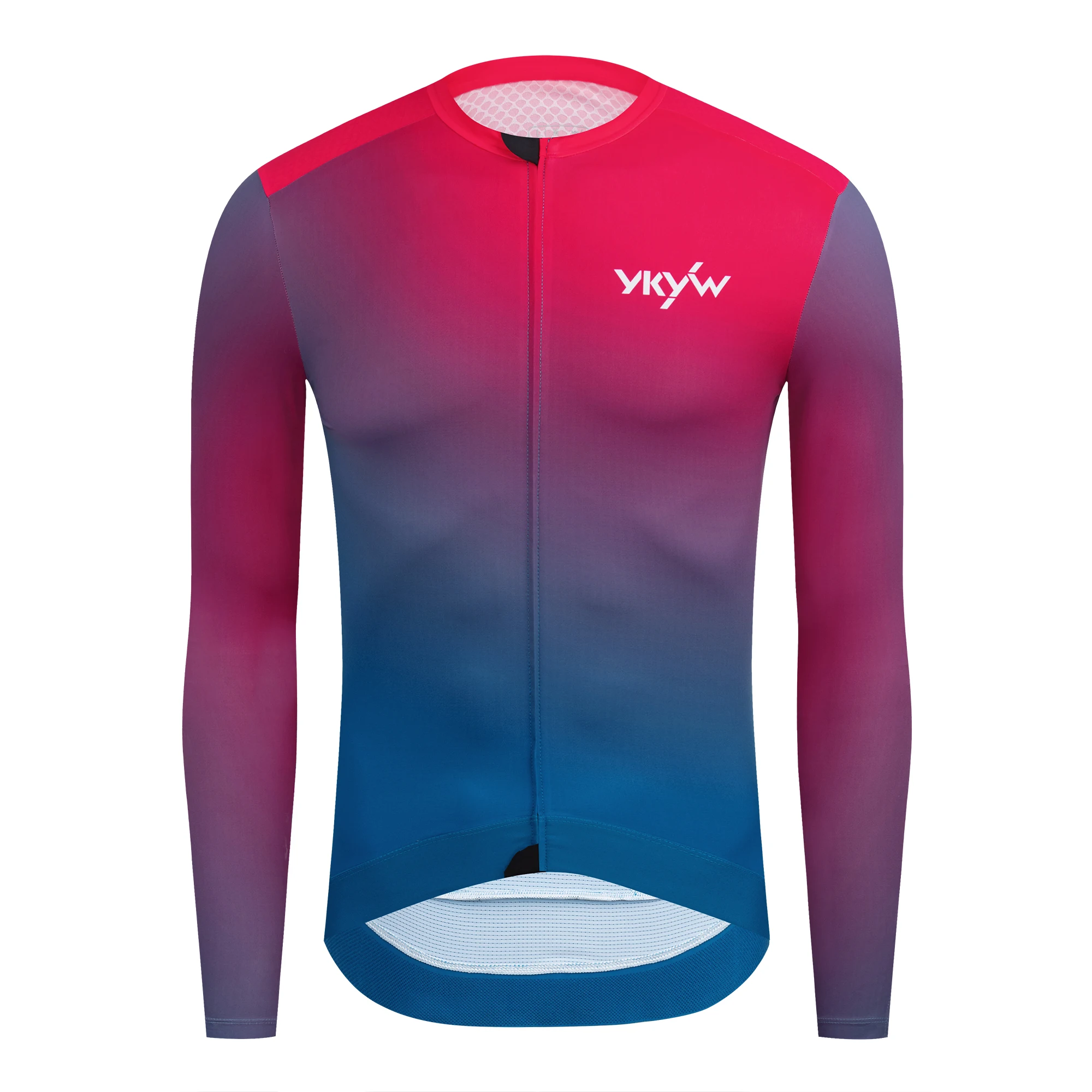 YKYW Men's Short Sleeve Cycling Jersey Summer Quick Drying Wear-resistant Breathable Gradient Bicycle Jersey Road Bike Shirts