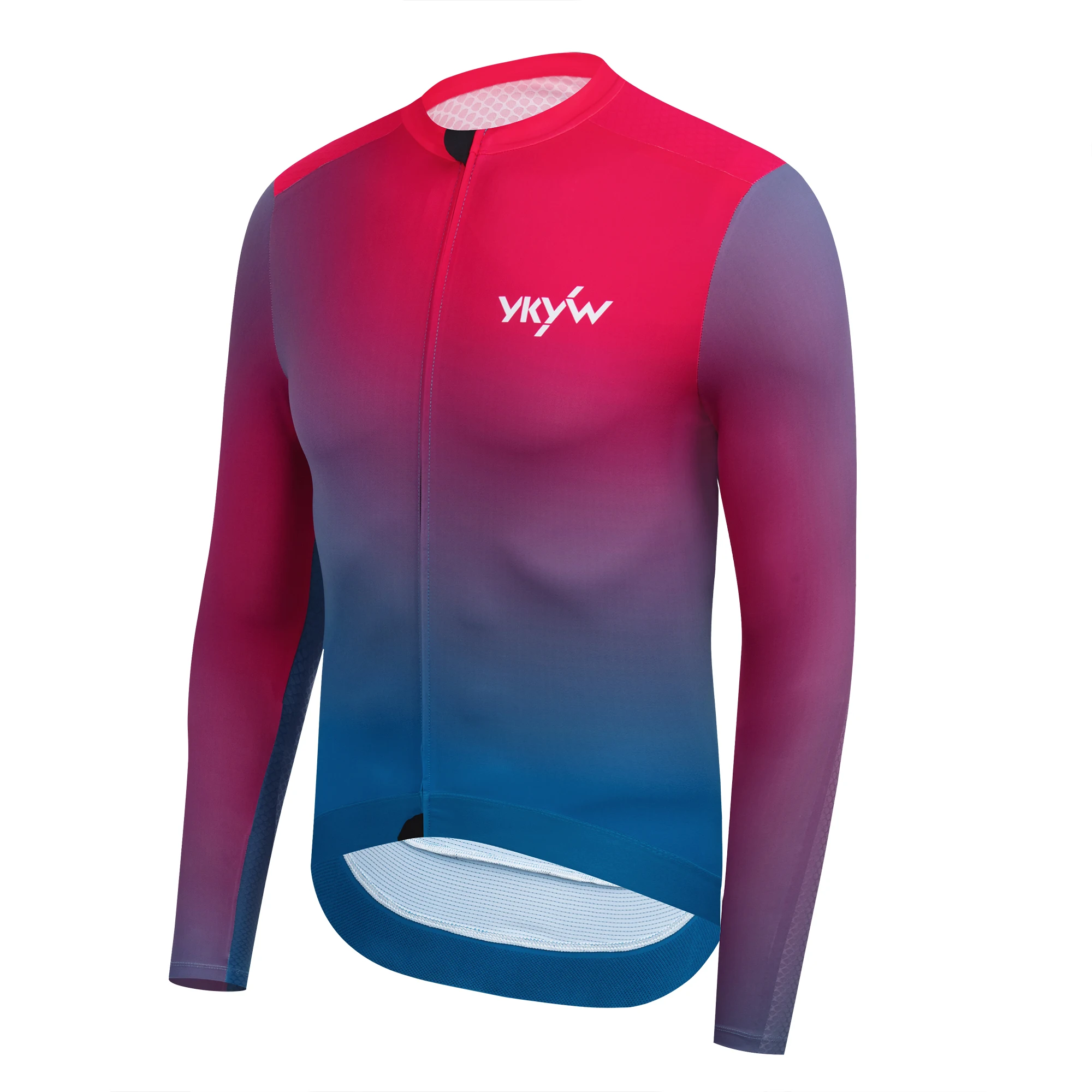 YKYW Men's Short Sleeve Cycling Jersey Summer Quick Drying Wear-resistant Breathable Gradient Bicycle Jersey Road Bike Shirts