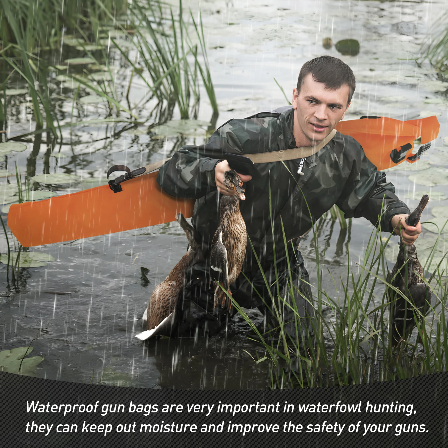 Waterproof Hunting Gun Bag Rifle Case Shotgun Bag Tactical Dry Gun Bag Roll-Top Closure Lightweight & Floating Bag Cover