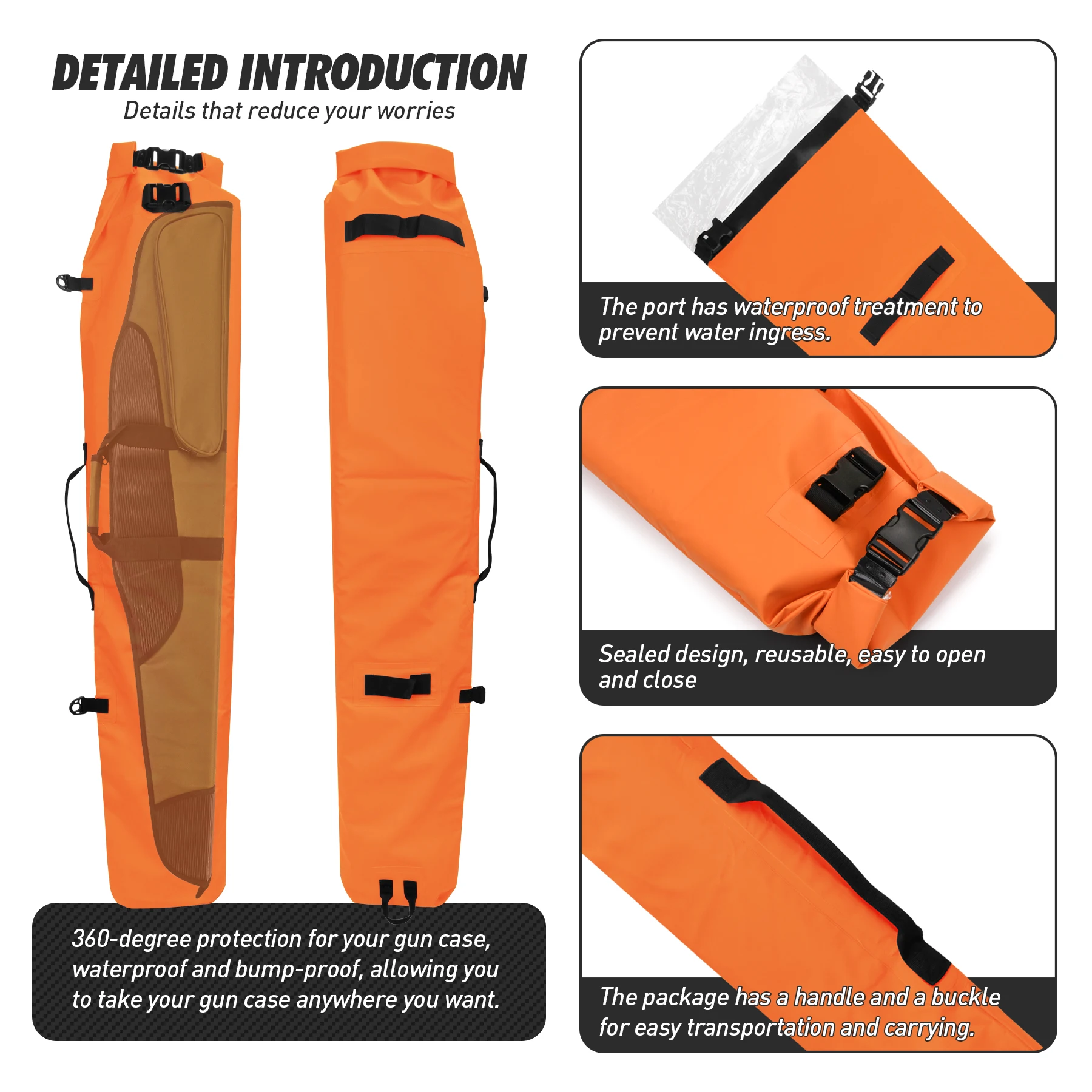 Waterproof Hunting Gun Bag Rifle Case Shotgun Bag Tactical Dry Gun Bag Roll-Top Closure Lightweight & Floating Bag Cover