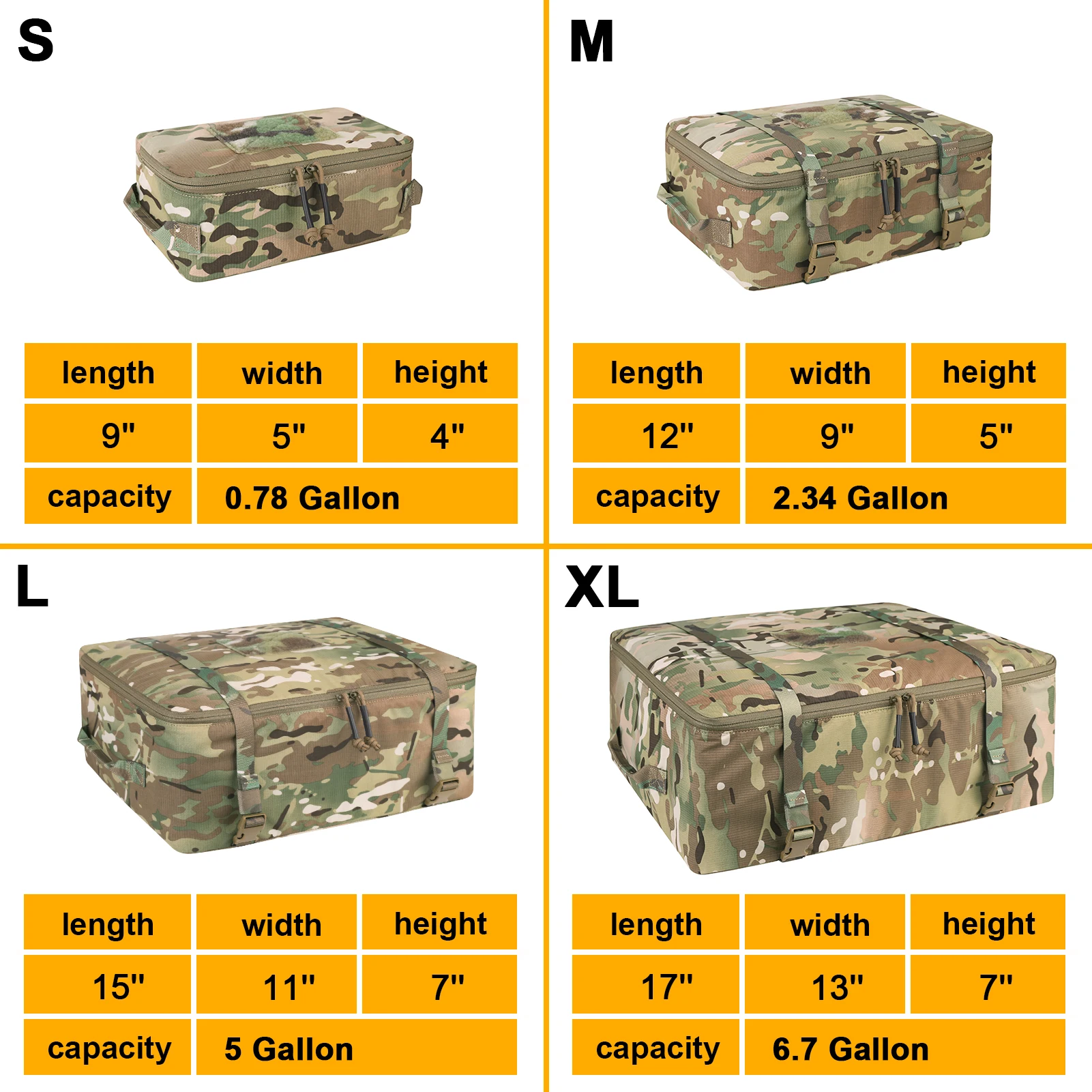 KRYDEX 4pcs Tactical Travel Packing Organizer Packing Cubes 70D Nylon Waterproof Luggage Bags Outdoor Modular Pouch Set