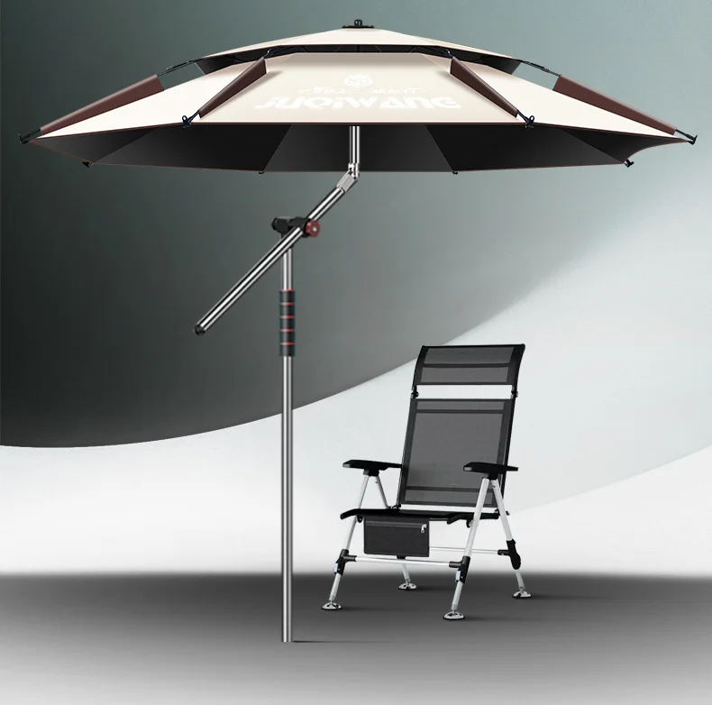 Upgraded Fishing Umbrella Mechanical Adjustment Angle Outdoor Large Parasol Beach Umbrella Stainless Steel Sunshade Umbrella