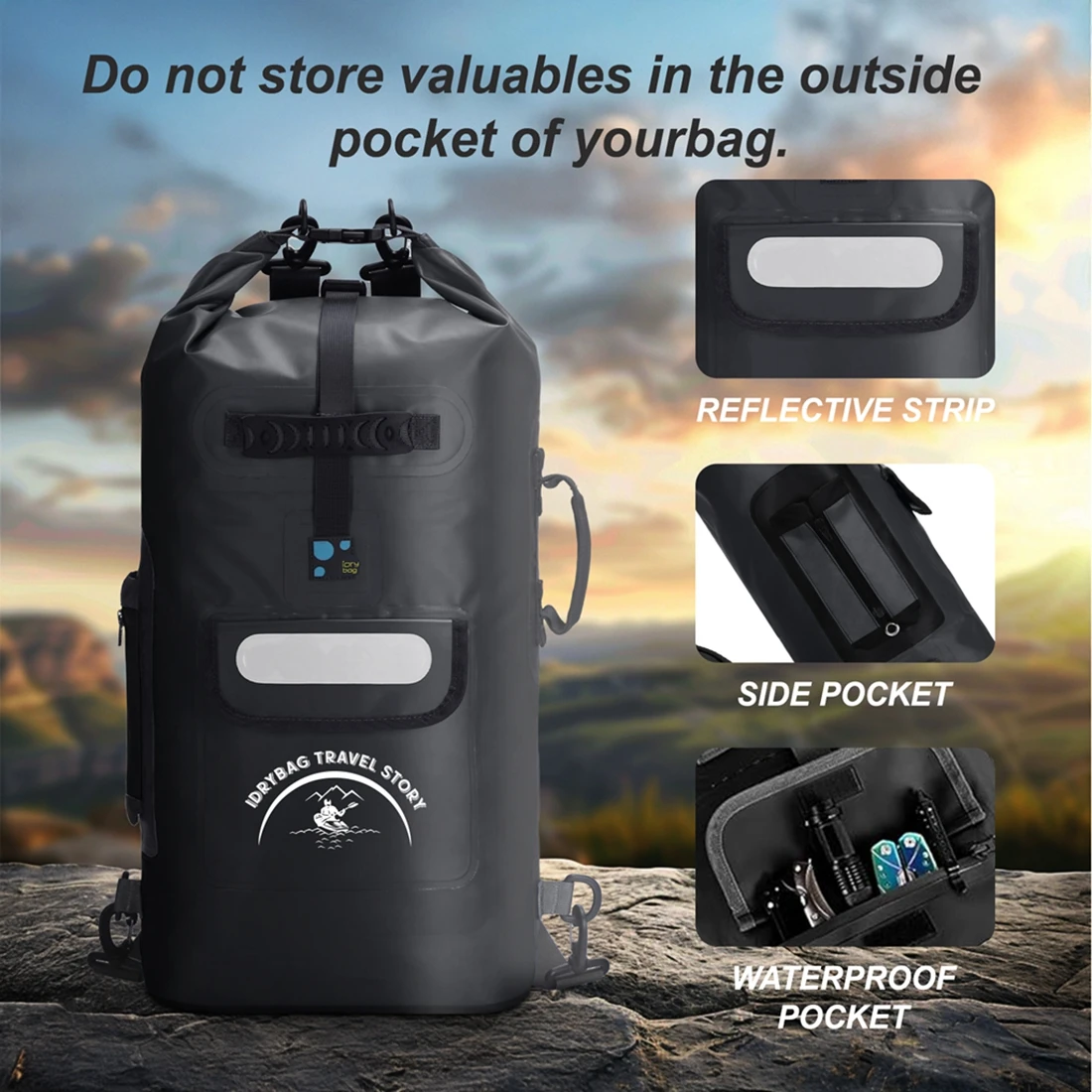 Idrybag Waterproof Backpack For Women Men 20L/30/L40L Sports Kayaking Beach Boating Canyoning Dry Bag Waterproof Backpack