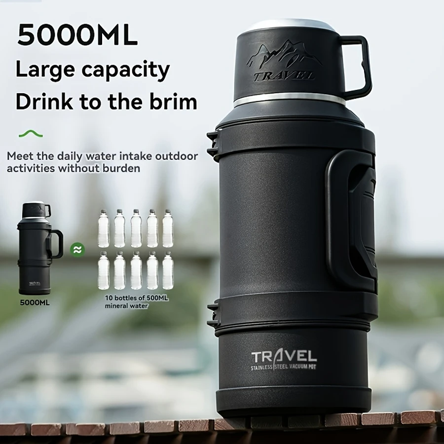 1 PC Large thermos -1.7L/2.0L/2.5L stainless steel thermos, suitable for travel, camping -2.5 liters super large vacuum insulati