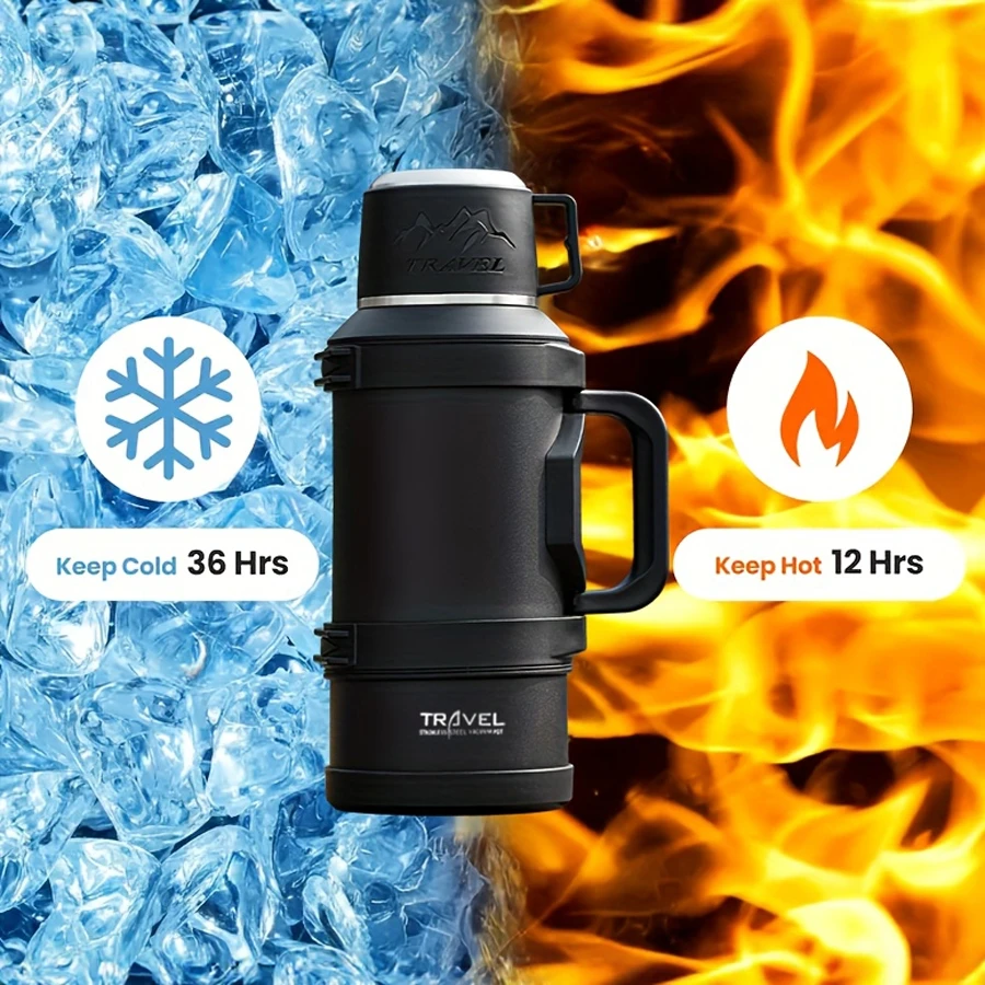 1 PC Large thermos -1.7L/2.0L/2.5L stainless steel thermos, suitable for travel, camping -2.5 liters super large vacuum insulati