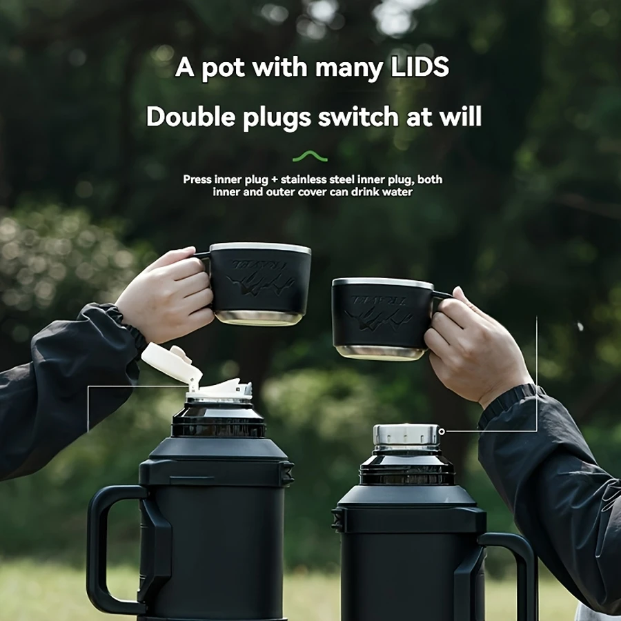 1 PC Large thermos -1.7L/2.0L/2.5L stainless steel thermos, suitable for travel, camping -2.5 liters super large vacuum insulati