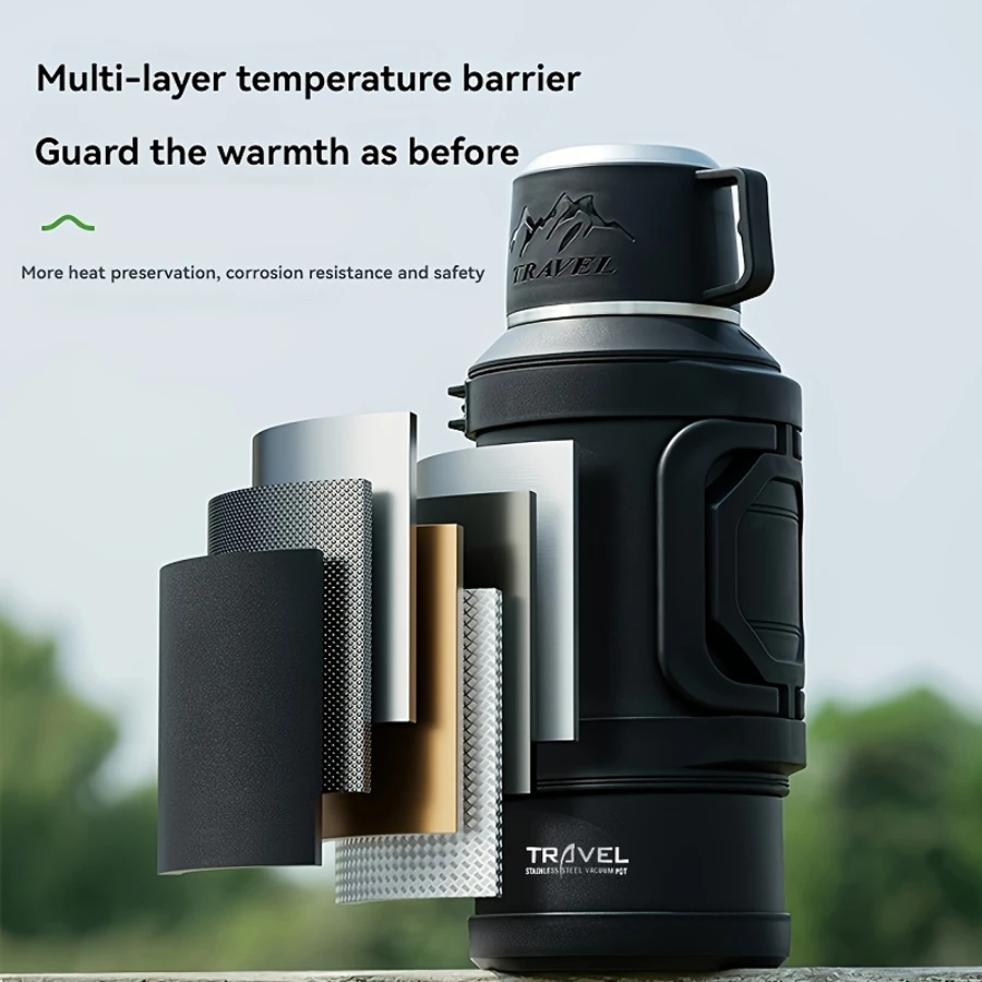 1 PC Large thermos -1.7L/2.0L/2.5L stainless steel thermos, suitable for travel, camping -2.5 liters super large vacuum insulati