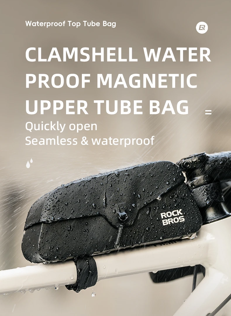 ROCKBROS Bicycle Top Tube Bag Magnetic Suction Cycling Bag Waterproof Portable Front Frame Pack Large Capacity For MTB Road Bike