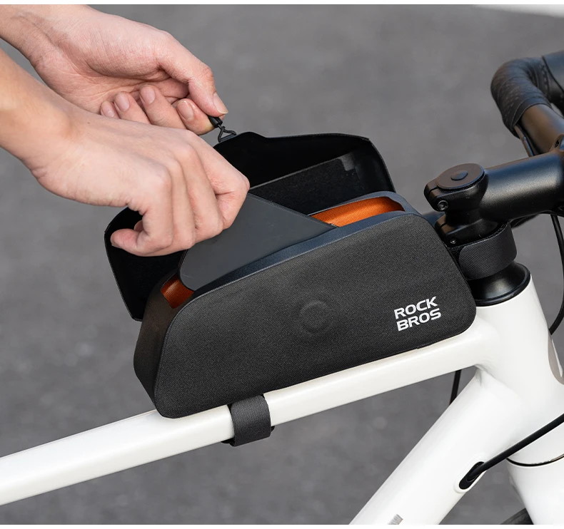 ROCKBROS Bicycle Top Tube Bag Magnetic Suction Cycling Bag Waterproof Portable Front Frame Pack Large Capacity For MTB Road Bike