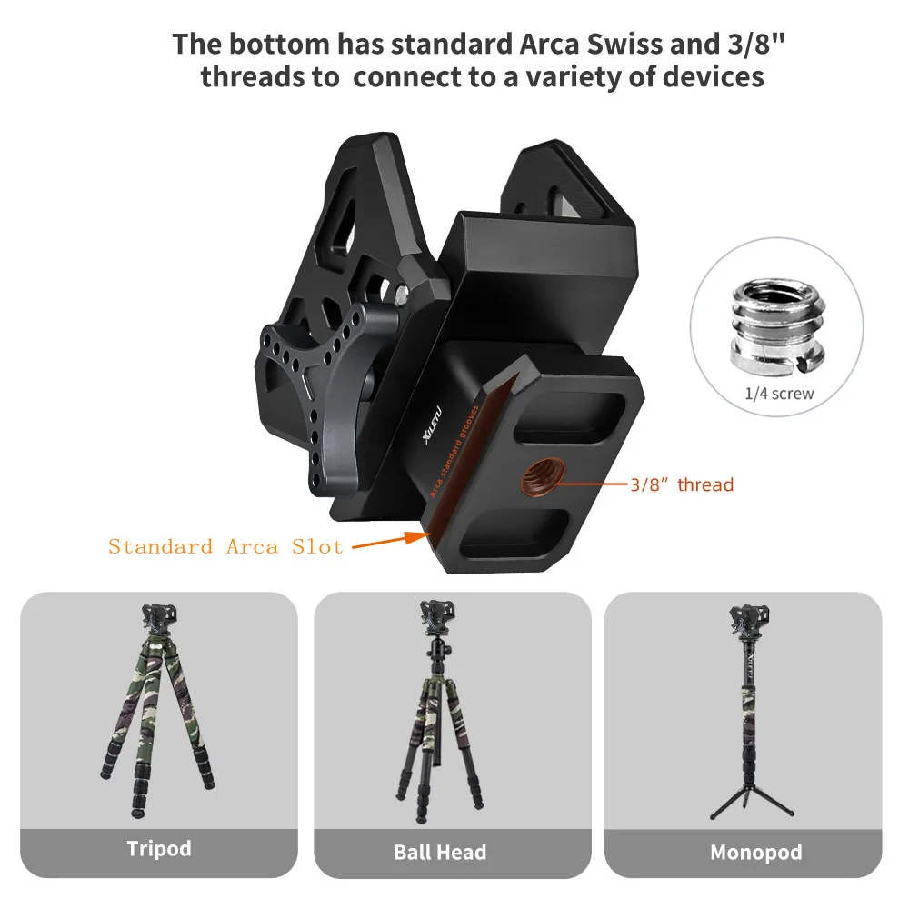 New Hunting Rifle Saddle Mount Clamp Adapter Rest Saddle Tripod Stick Head Clamp With 3/8" Arca Type Thread