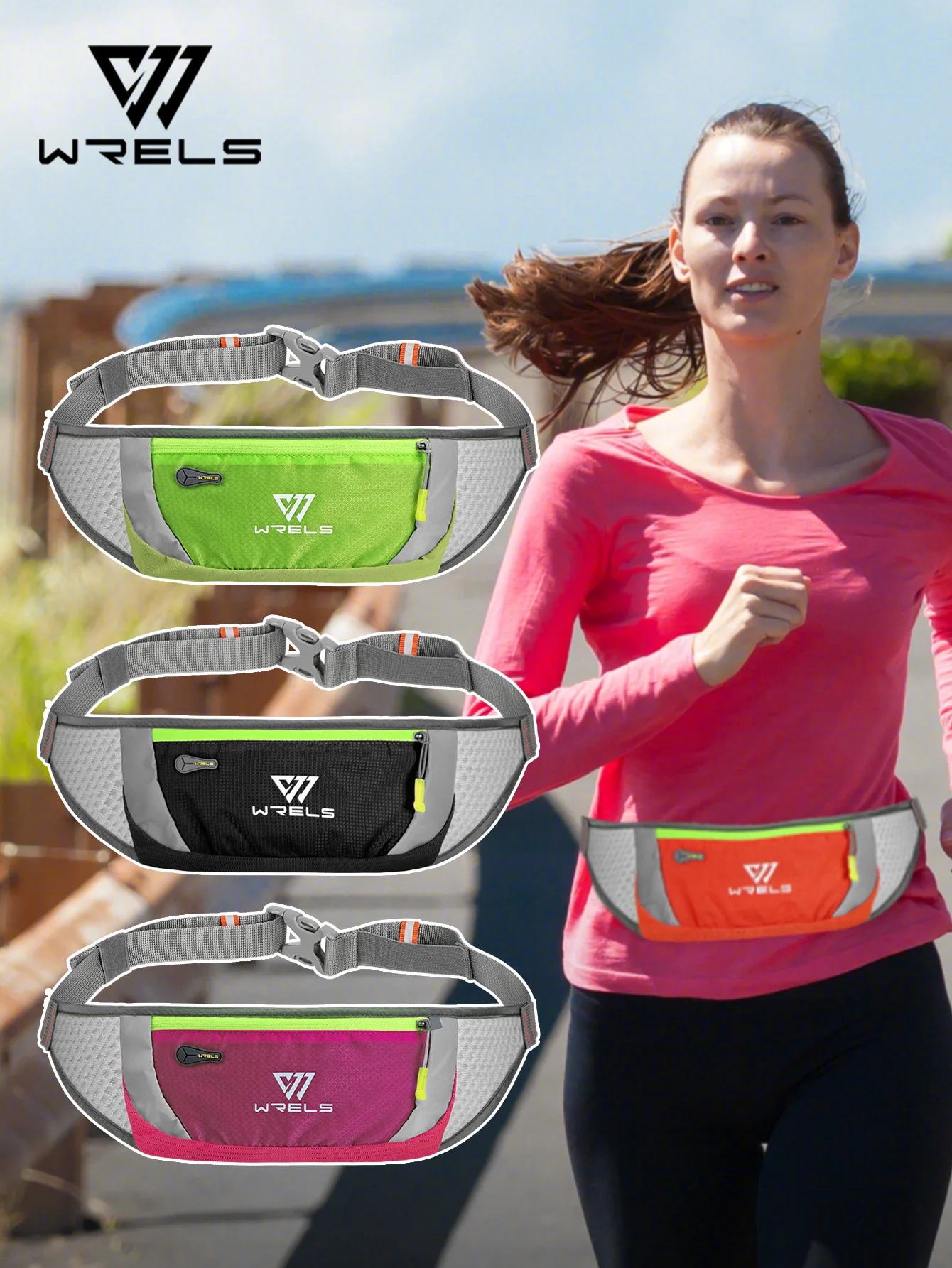 WRELS Professional Running Waist Bag Sports Belt Waterproof Sports Bags for Hiking Walking Lightweight Running Belt Waist Pack