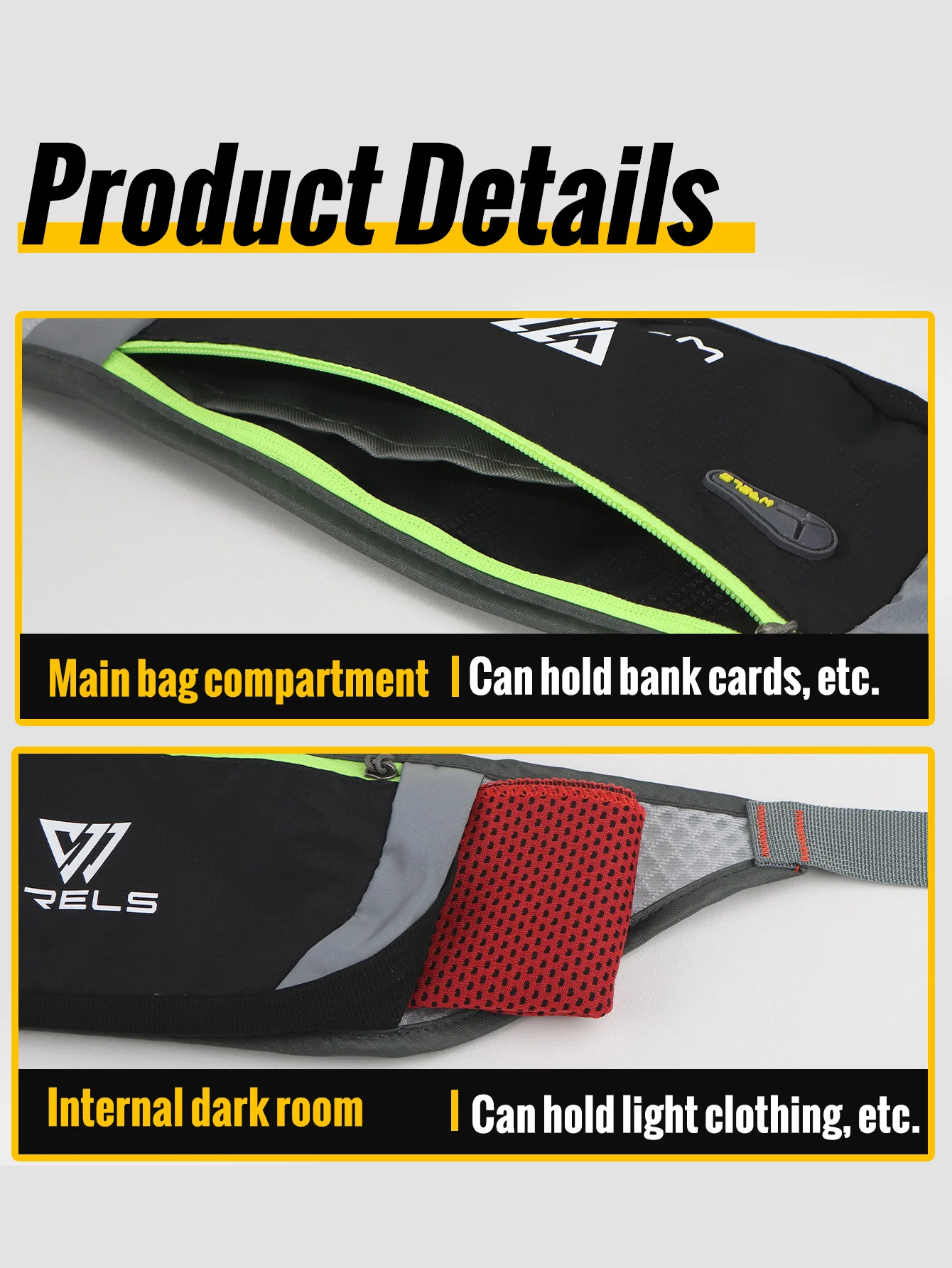 WRELS Professional Running Waist Bag Sports Belt Waterproof Sports Bags for Hiking Walking Lightweight Running Belt Waist Pack