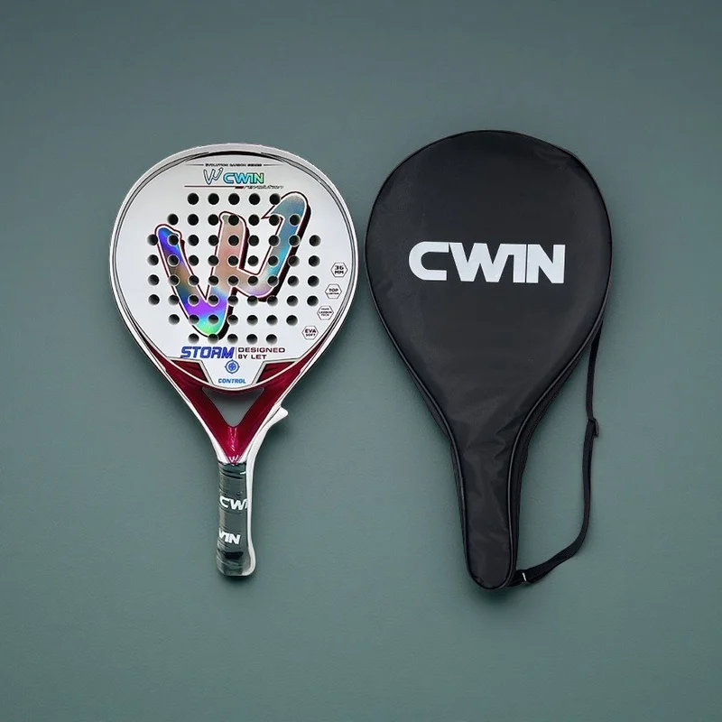 Cwin Paddle Racket Pro Carbon Fiber Soft EVA Surface Comfort for Professional Training Play Tennis Paddle Racquet with Padel Bag
